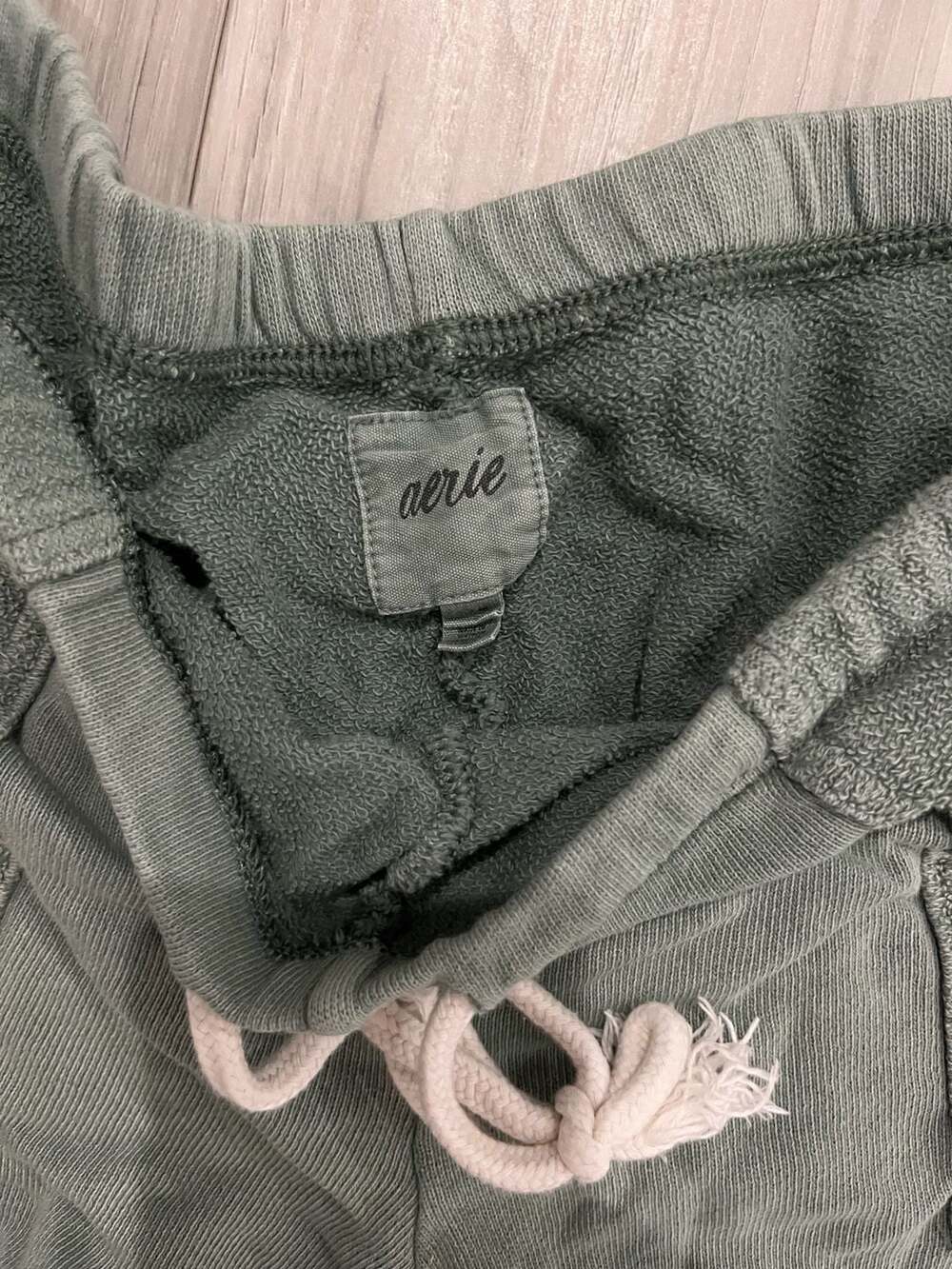 Aerie Green Cotton Shorts with Drawstring Waistband - Picture 2 of 6